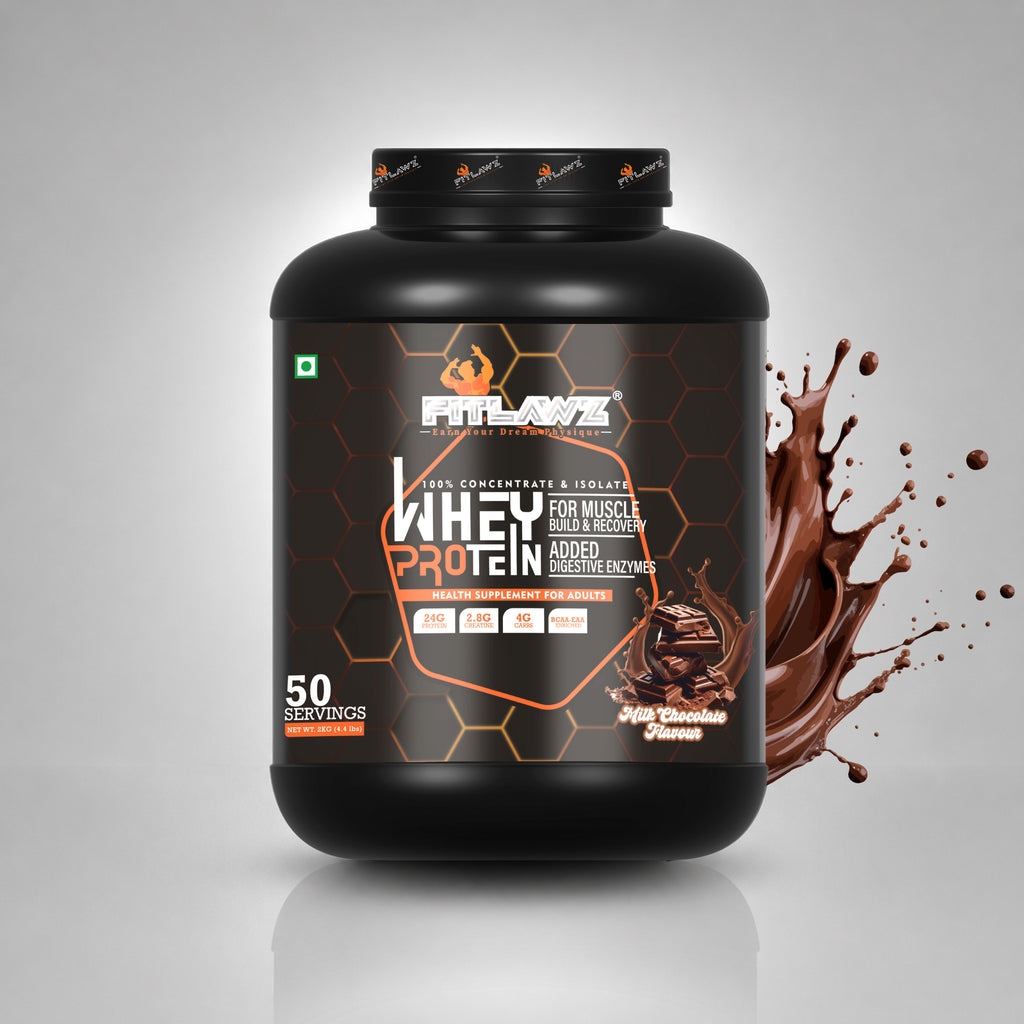 FITLAWZ - Whey Protein - 2 kg | Added Digestive Enzymes | Milk Chocolate | 50 Servings