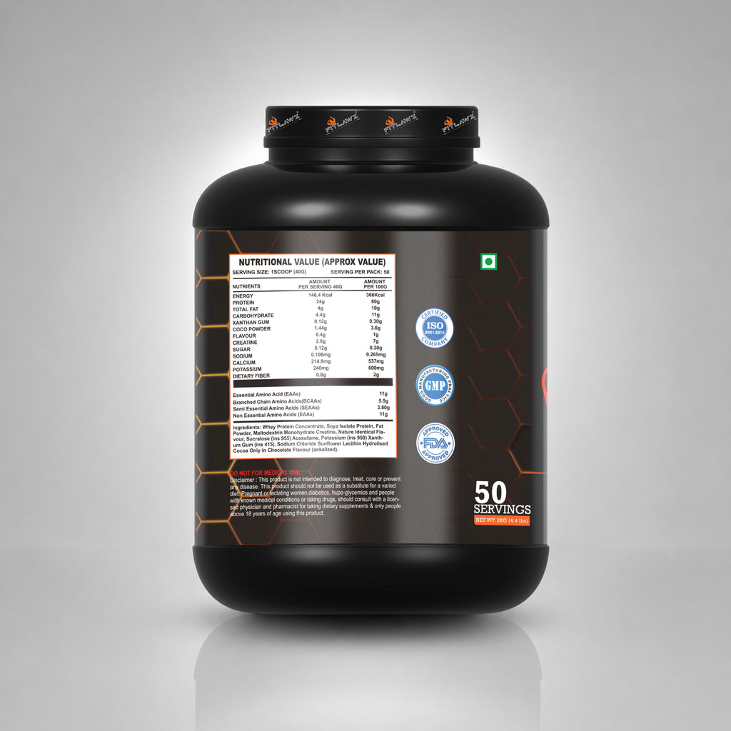 FITLAWZ - Whey Protein - 2 kg | Added Digestive Enzymes | Milk Chocolate | 50 Servings