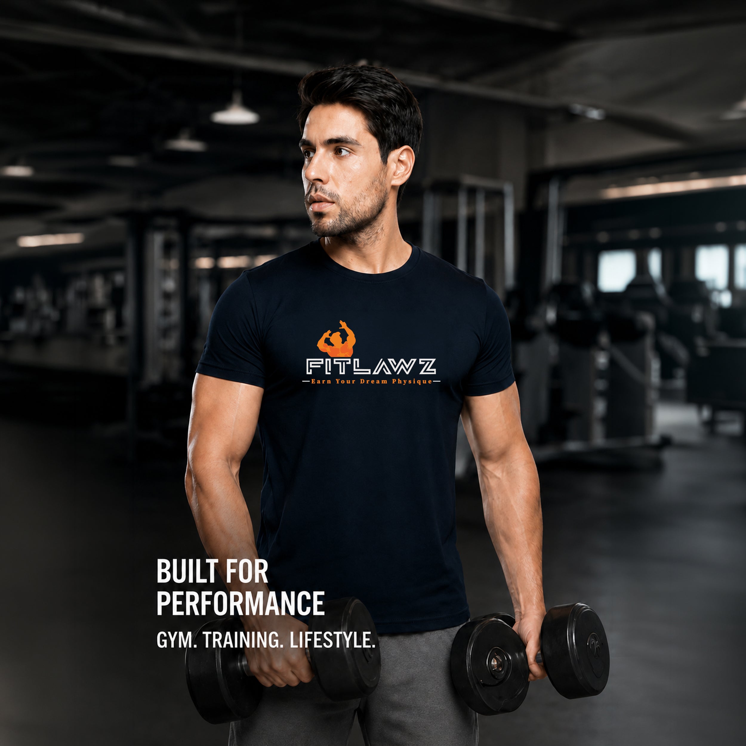 FITLAWZ - Premium Gym T Shirt For Men | Dry Fit | Half Sleeves | Round Neck