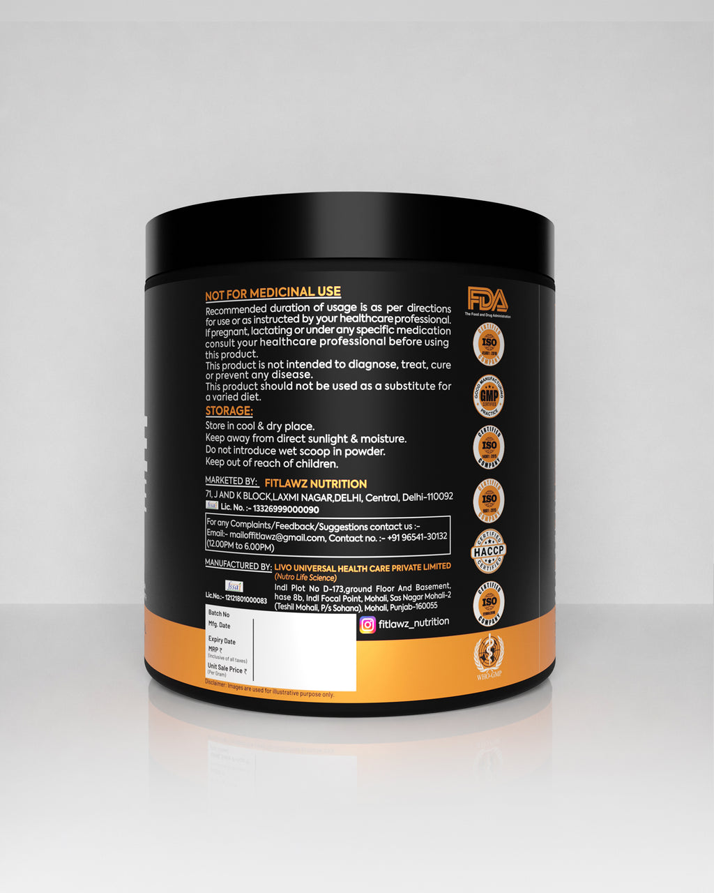 FITLAWZ - Creatine Monohydrate - 250g | Unflavoured | 83 Servings