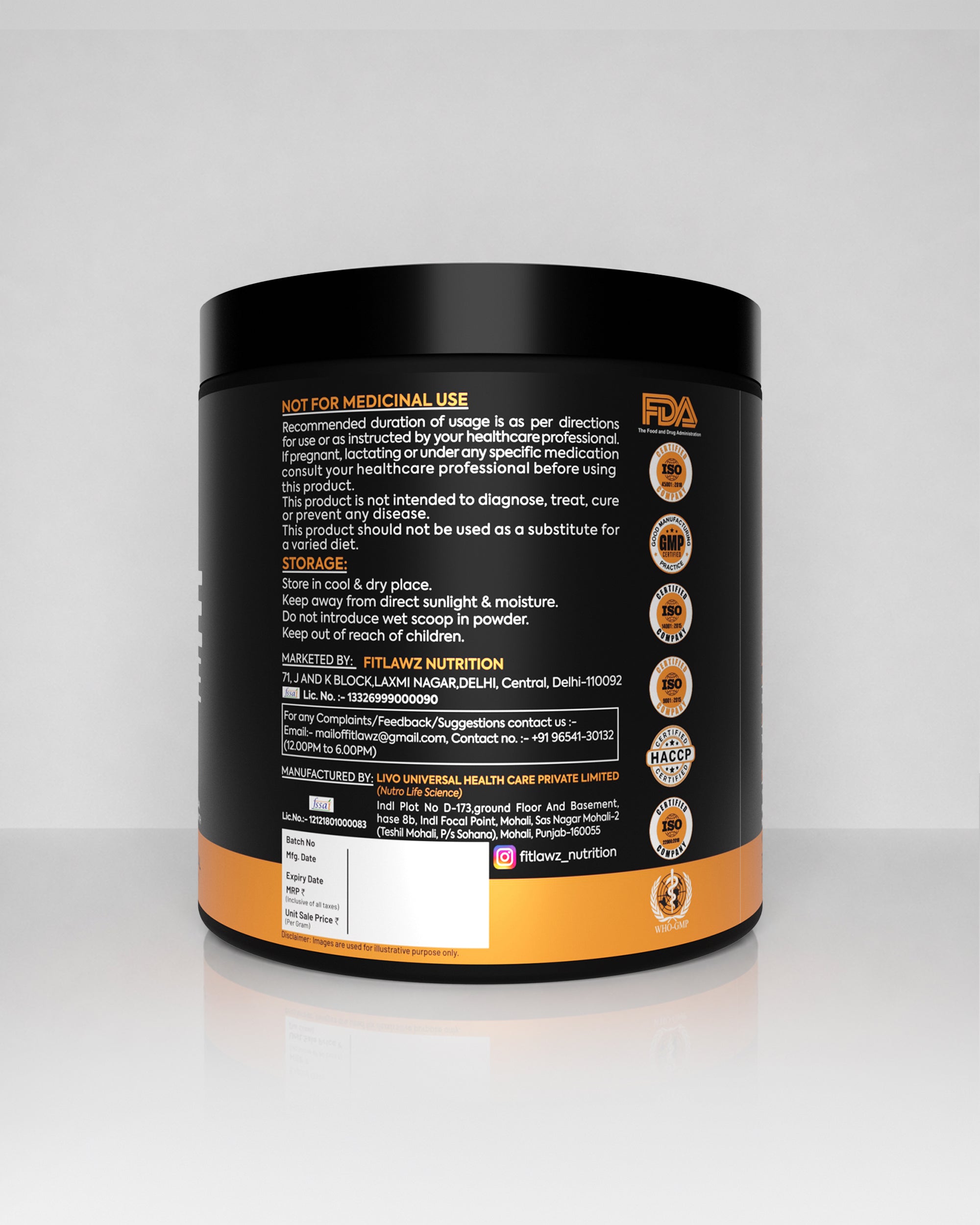 FITLAWZ - Creatine Monohydrate - 250g | Unflavoured | 83 Servings