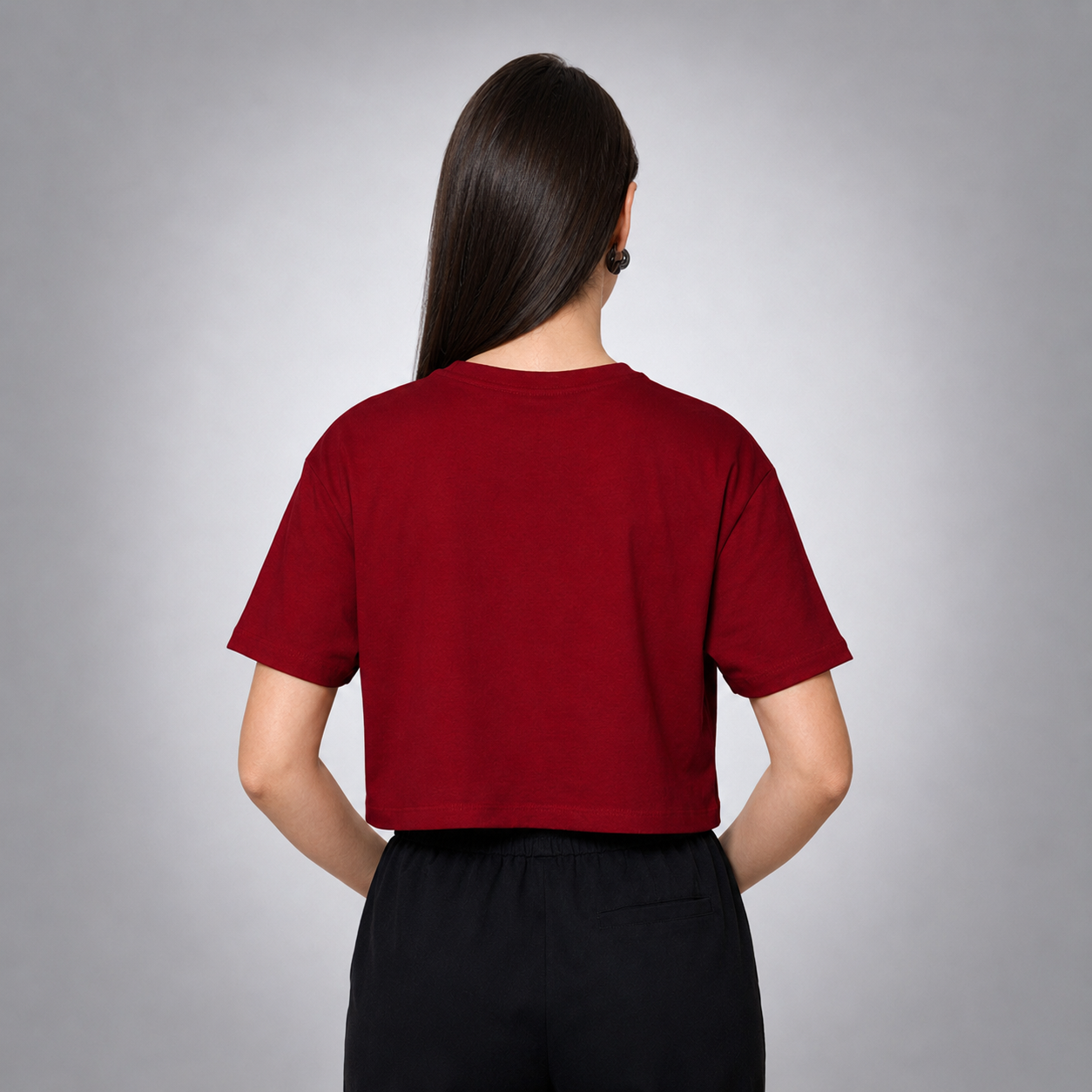 FITLAWZ - Round Neck | Crop T Shirt For Women | Comfort Fabric | Maroon Colour.