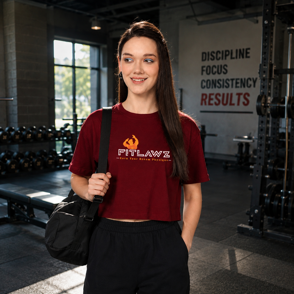 FITLAWZ - Round Neck | Crop T Shirt For Women | Comfort Fabric | Maroon Colour.